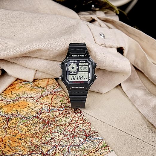 Backlight of Casio Royale AE1200 in dark conditions