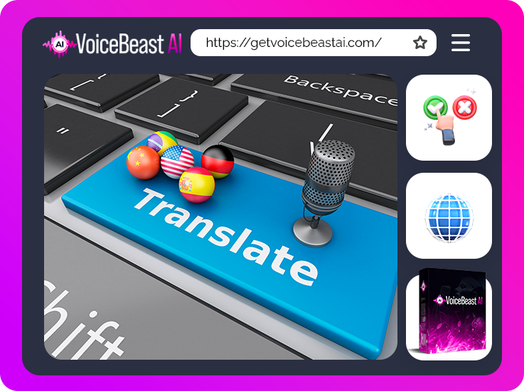 VoiceBeast AI language library featuring over 100+ global languages and regional accents
