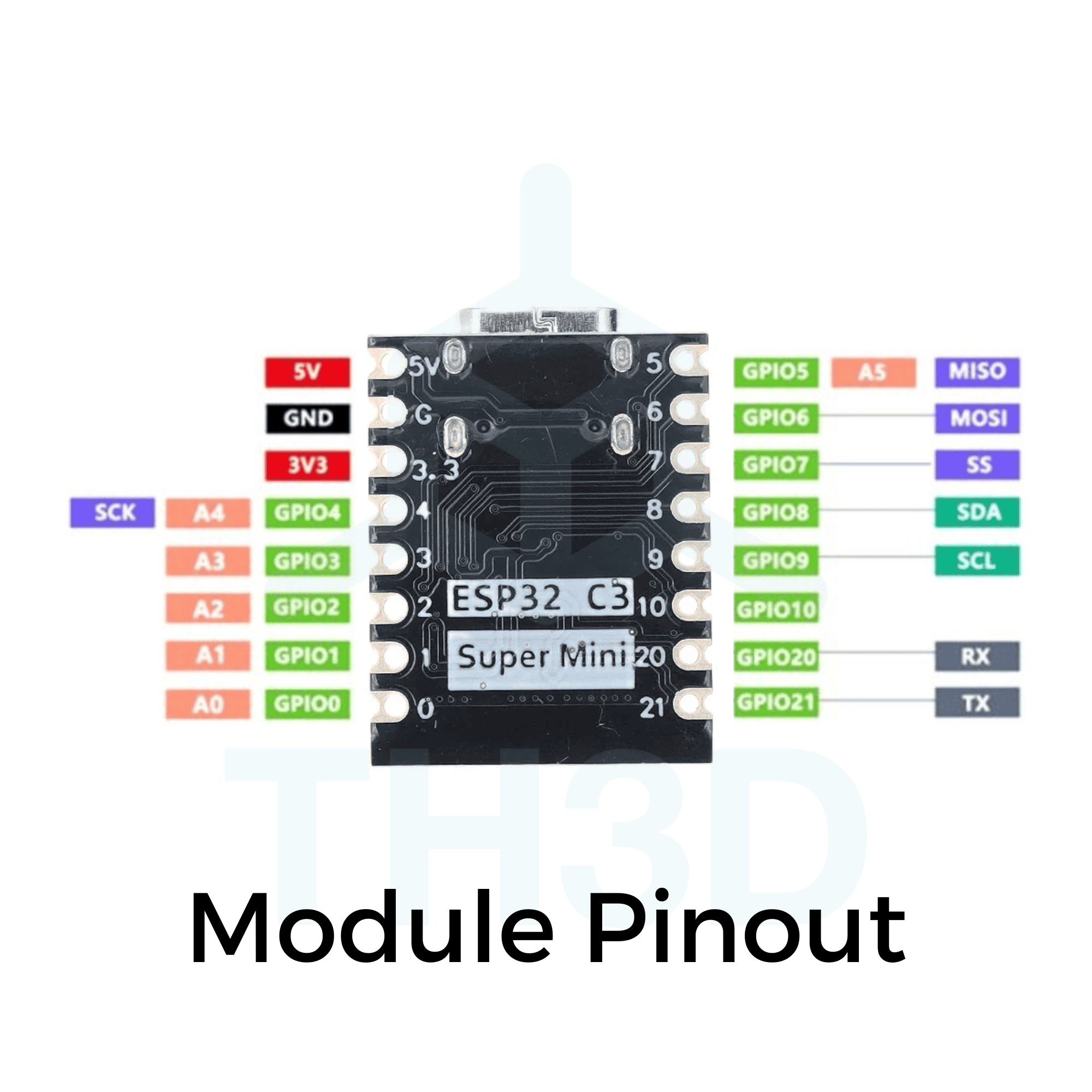 TENSTAR ROBOT ESP32-C3 pinout diagram for Arduino projects
