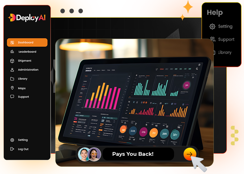 Deploy AI software dashboard showing 1-click application generation interface