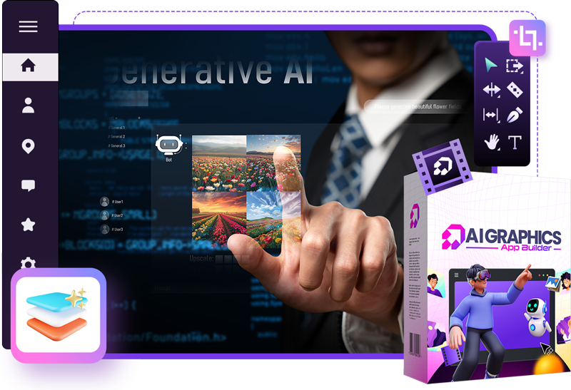 User interface of AI Graphics App Builder creating a custom web app
