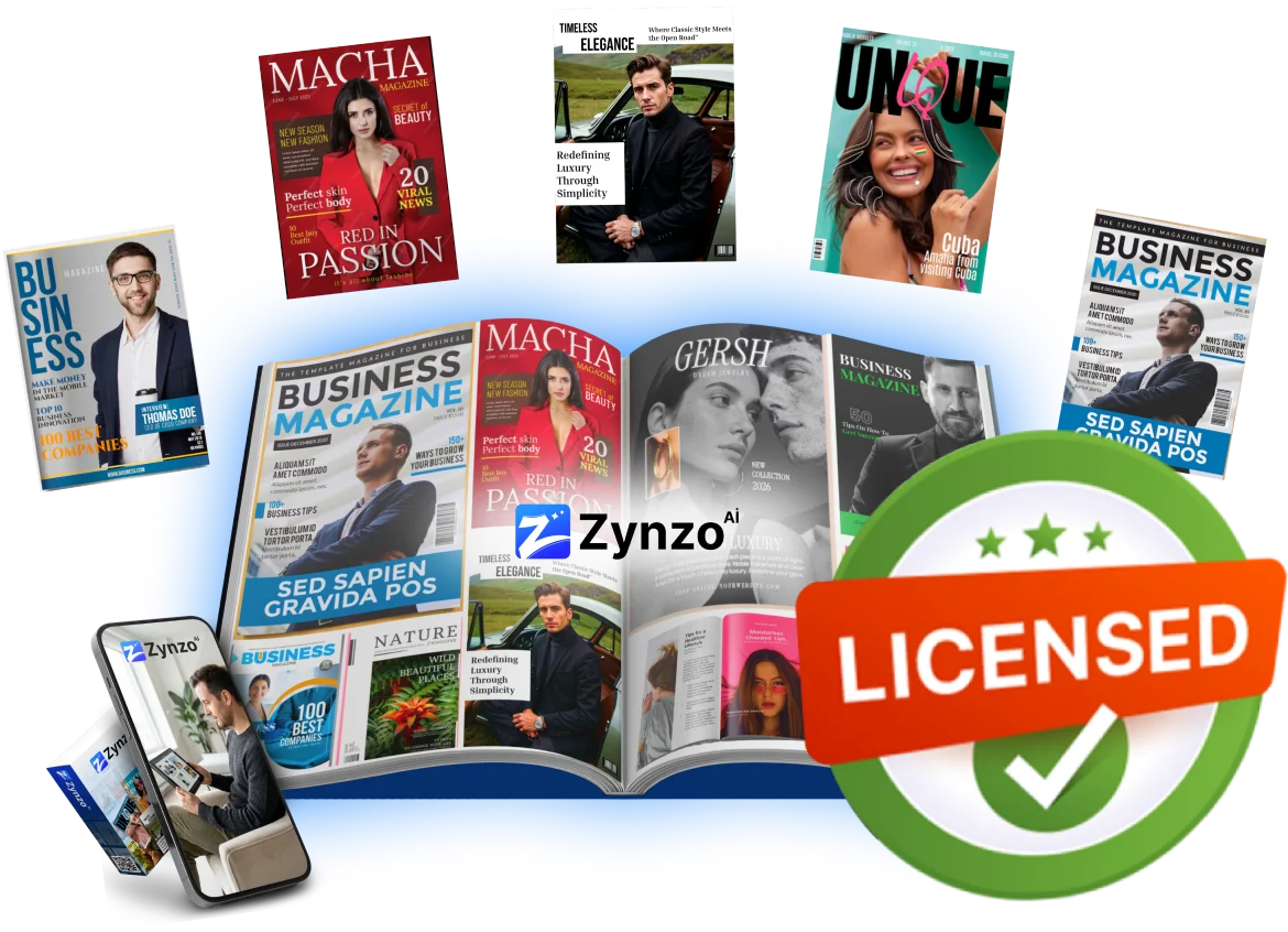 Professional 3D magazine covers and digital catalogs created using Zynzo AI