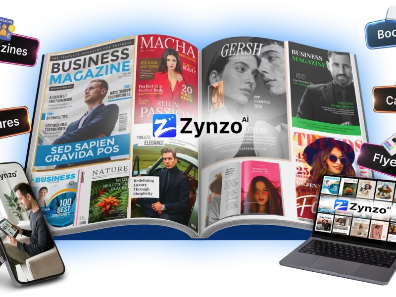 Zynzo AI dashboard showing automated digital publication creation from a keyword