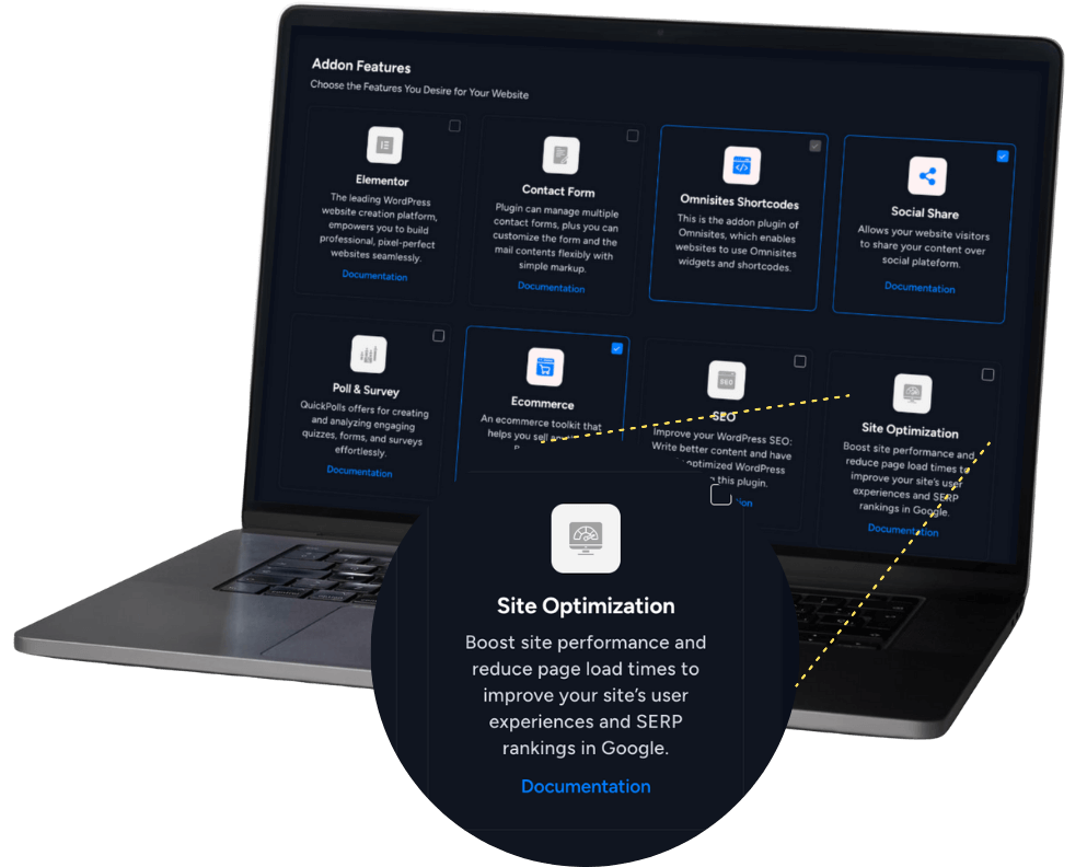 AI web design interface showing drag-and-drop customization and SEO tools