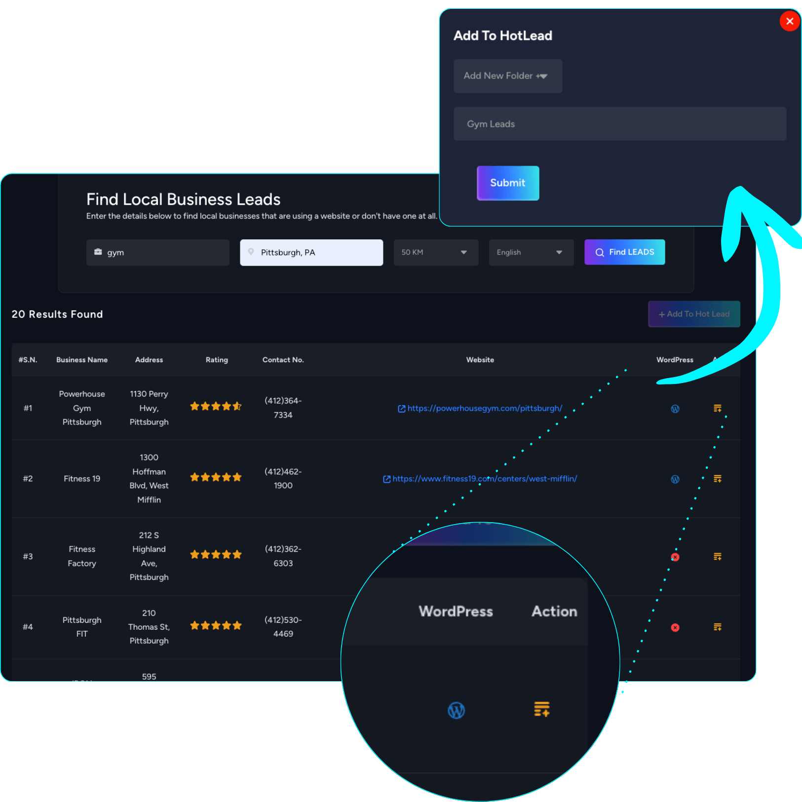 Omnisites agency portal for managing multiple client website projects