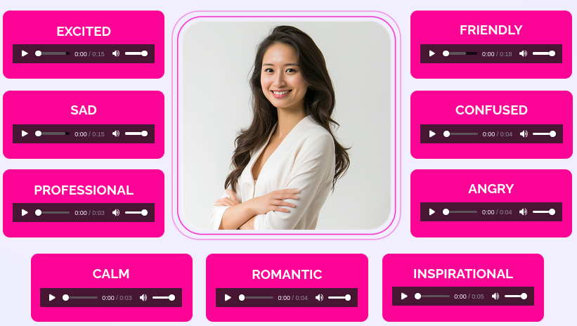 Close-up of VoiceBeast AI emotional tone selectors including joy, excitement, and anger