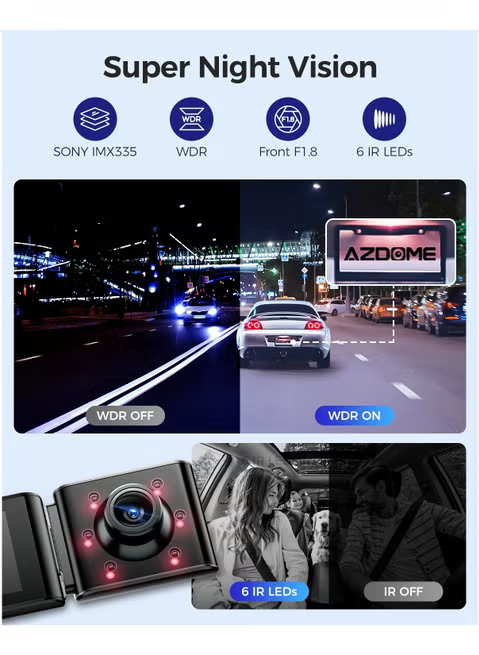 Interior cabin camera with infrared night vision for rideshare safety.