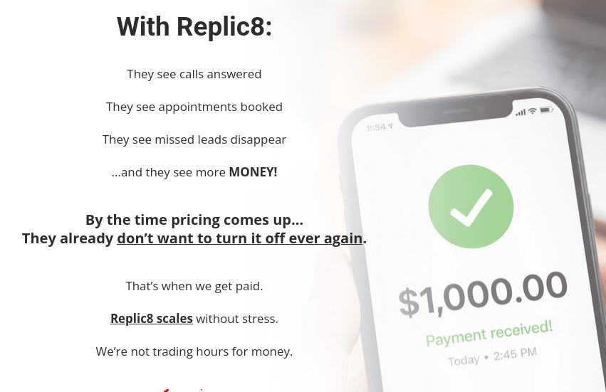 Graphic demonstrating how Replic8Sales replicates successful affiliate offers